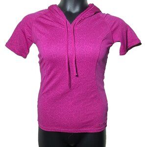 Women’s Magenta Short Sleeve Hoodie Activewear Casual Marmot Small Zip Back Pock